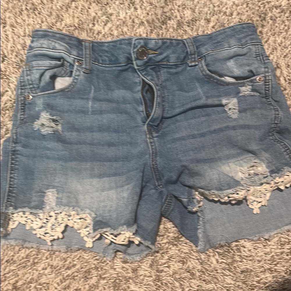 Maurices Light Wash Distressed Jean Shorts